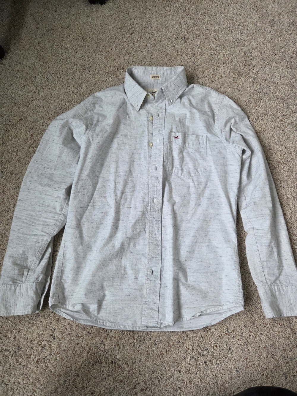 Hollister Men's Light Heather Gray Button-Down Shirt